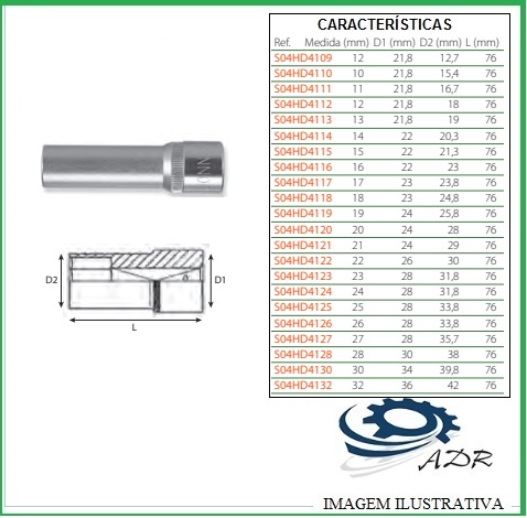 CHAVE CAIXA SEXT. LONGA 1/2´ - 16mm