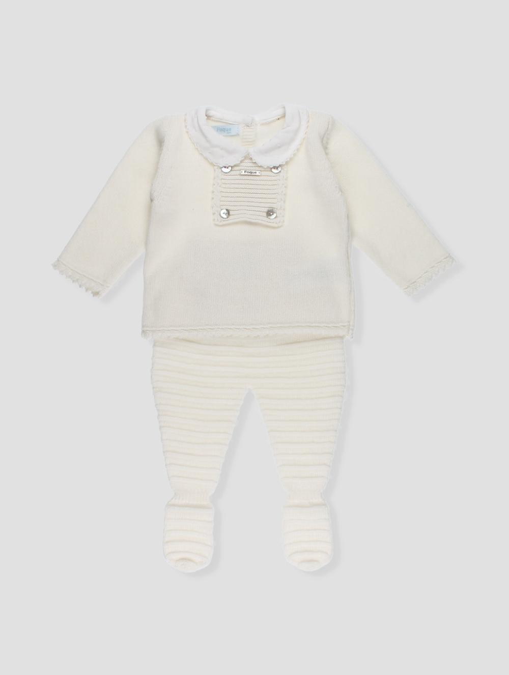 Conjunto tricot pérola para recém-nascido da marca Foque