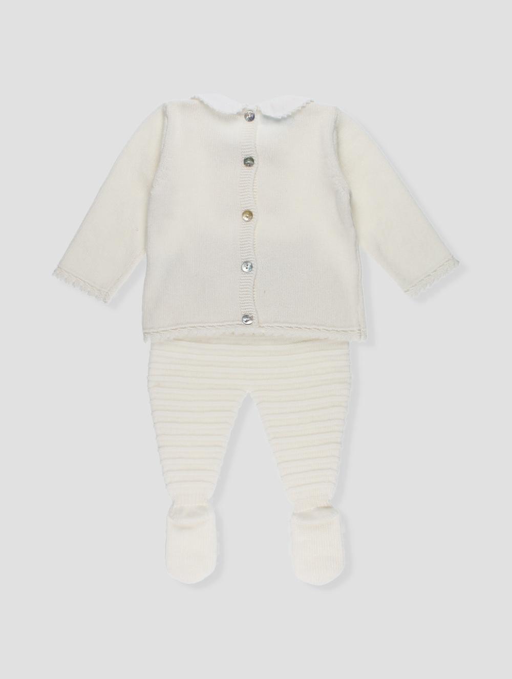 Conjunto tricot pérola para recém-nascido da marca Foque