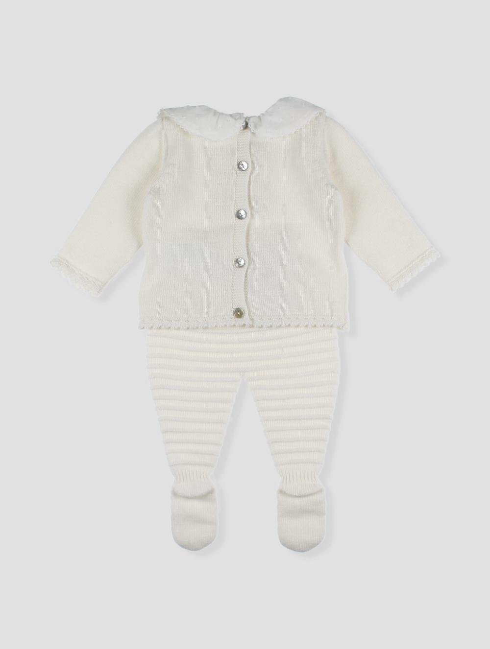Conjunto tricot pérola para recém-nascida da marca Foque