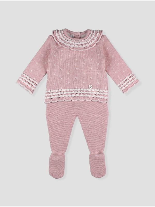 Conjunto camisola e calça com pé em rosa para menina da Foque “Liberty”