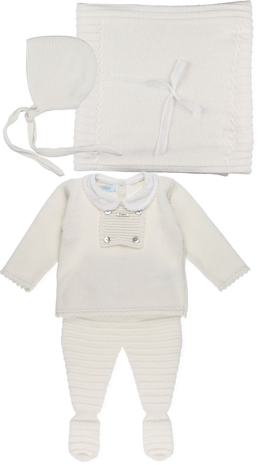 Conjunto tricot pérola para recém-nascido da marca Foque