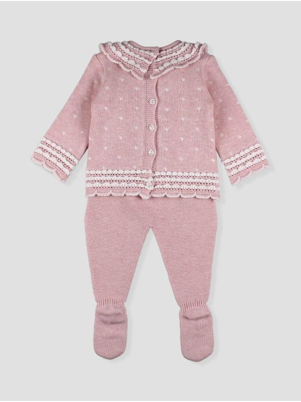 Conjunto camisola e calça com pé em rosa para menina da Foque “Liberty”