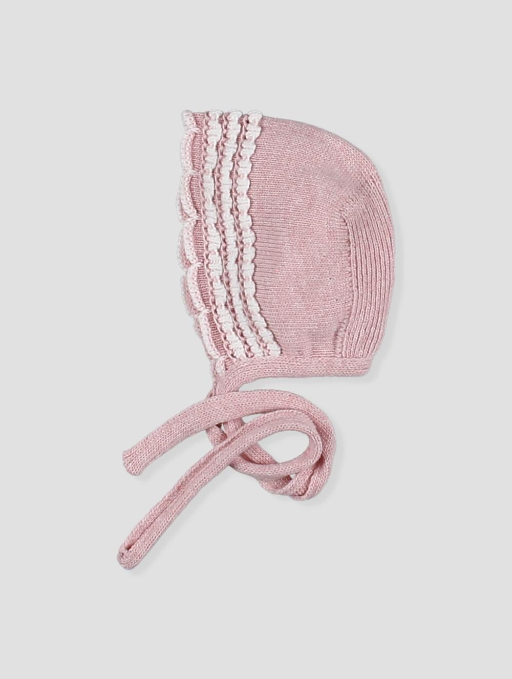 Touca em tricot rosa para recém-nascido e bebé menina da Foque ´Liberty´