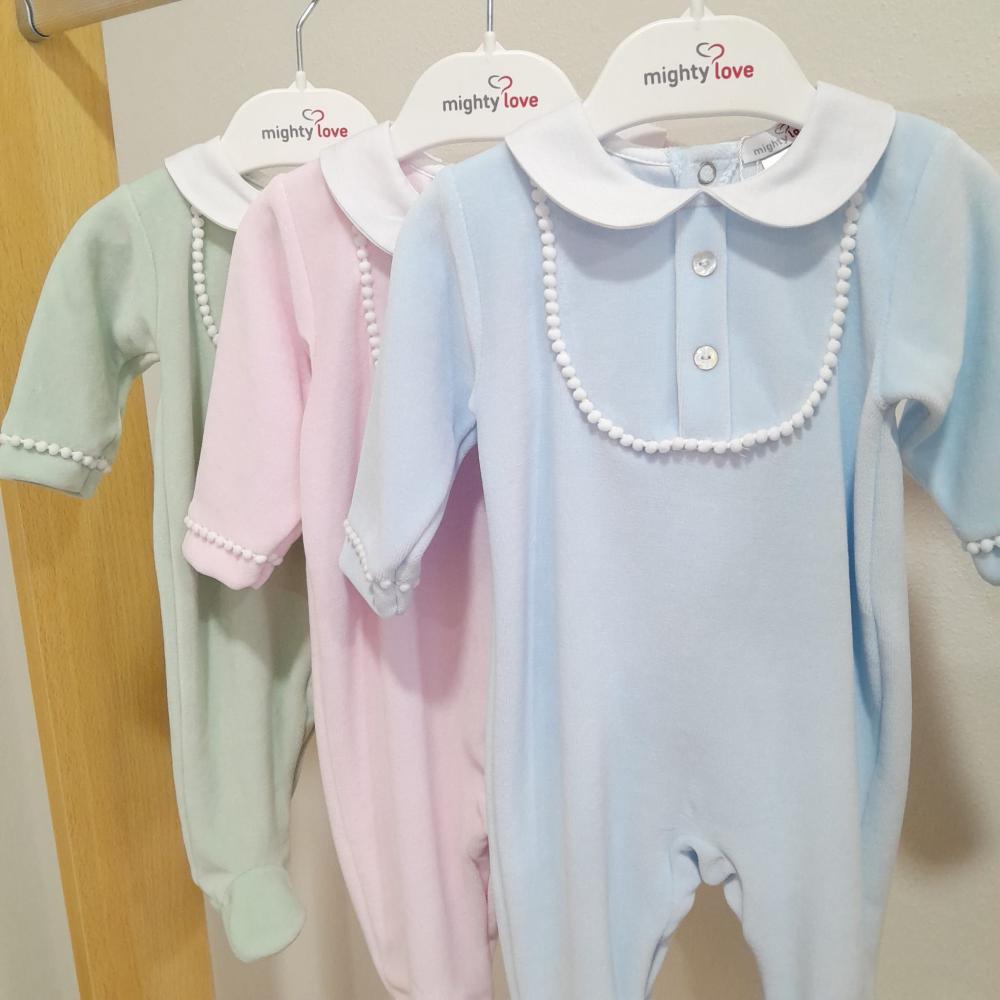 Babygrow laminado azul ´Pompom´ da Mighty Love